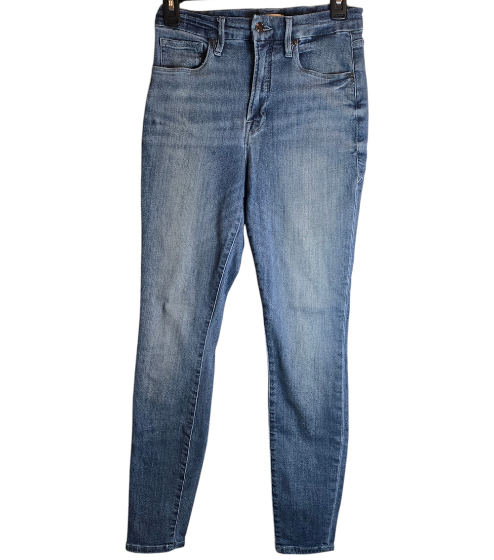 Good American Womens Jeans Sz 6/28 Denim Good Waist Distressed Cotton Streetwear